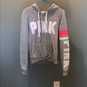 PINK gray pink and white zip up
